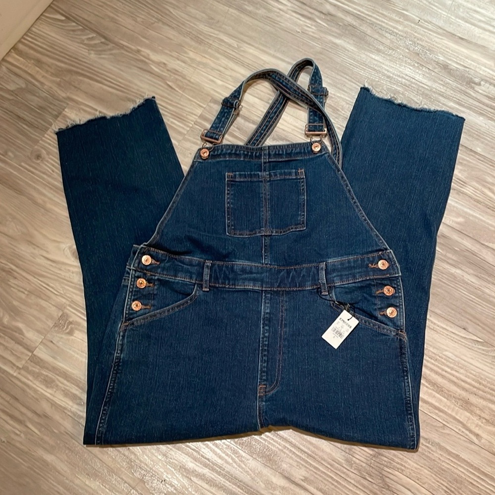 Women's Express Jean Overalls Bib Coveralls Size 12 Blue Denim $108